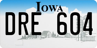 IA license plate DRE604