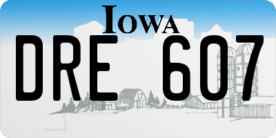 IA license plate DRE607