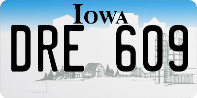 IA license plate DRE609