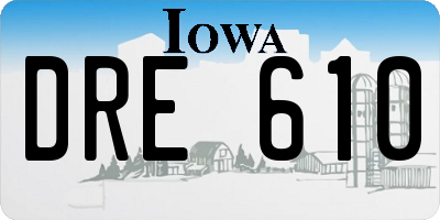 IA license plate DRE610
