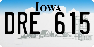 IA license plate DRE615