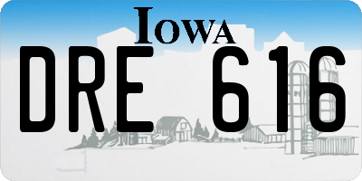 IA license plate DRE616