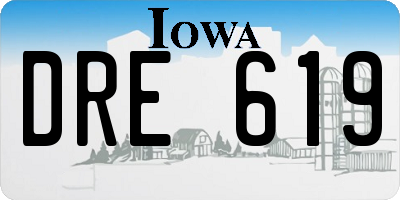 IA license plate DRE619