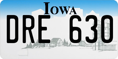 IA license plate DRE630