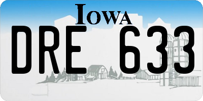 IA license plate DRE633