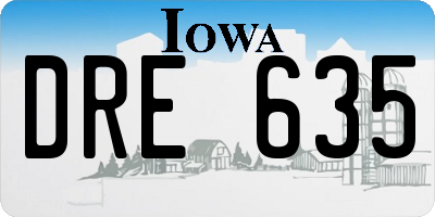 IA license plate DRE635