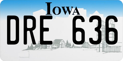 IA license plate DRE636