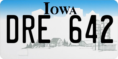 IA license plate DRE642
