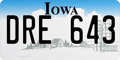 IA license plate DRE643
