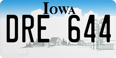 IA license plate DRE644