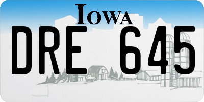 IA license plate DRE645