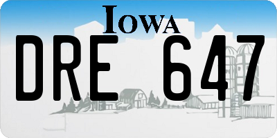 IA license plate DRE647
