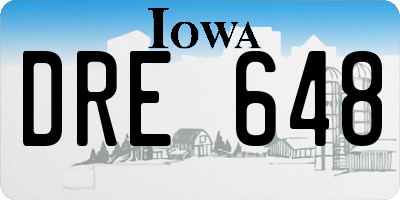 IA license plate DRE648