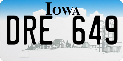 IA license plate DRE649