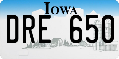 IA license plate DRE650