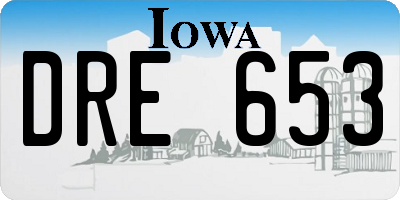 IA license plate DRE653