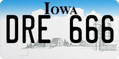 IA license plate DRE666