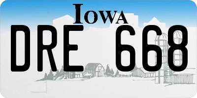 IA license plate DRE668