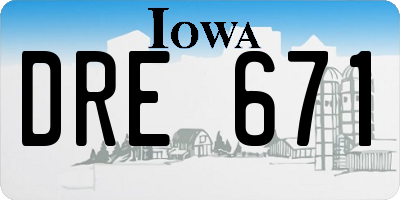 IA license plate DRE671