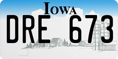IA license plate DRE673
