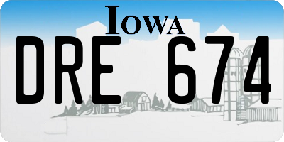 IA license plate DRE674