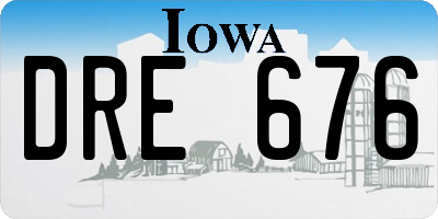 IA license plate DRE676