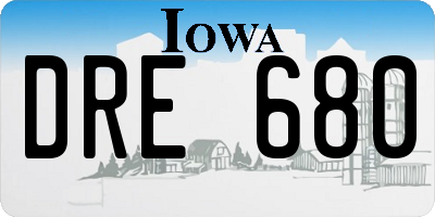 IA license plate DRE680