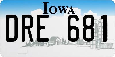 IA license plate DRE681