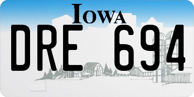 IA license plate DRE694