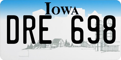 IA license plate DRE698