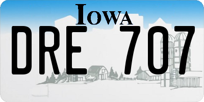 IA license plate DRE707