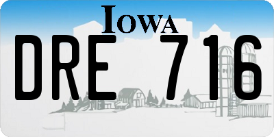 IA license plate DRE716