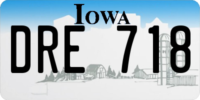 IA license plate DRE718