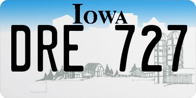 IA license plate DRE727