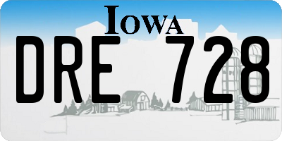 IA license plate DRE728