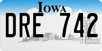 IA license plate DRE742