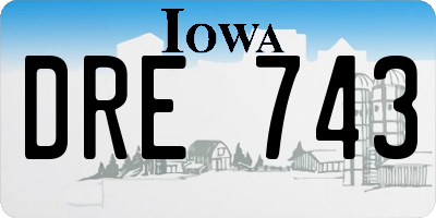 IA license plate DRE743