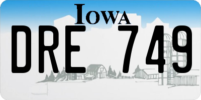 IA license plate DRE749