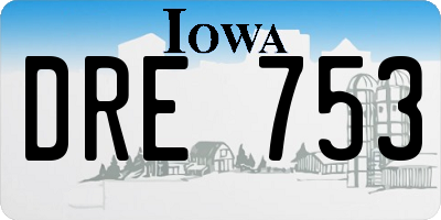 IA license plate DRE753