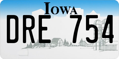 IA license plate DRE754