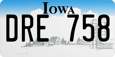 IA license plate DRE758