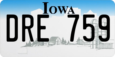 IA license plate DRE759