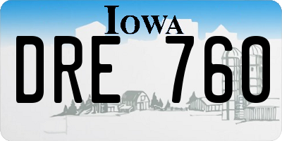 IA license plate DRE760