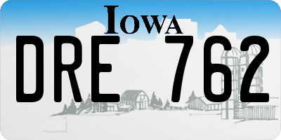 IA license plate DRE762