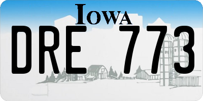 IA license plate DRE773