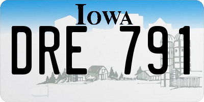 IA license plate DRE791