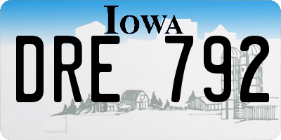 IA license plate DRE792