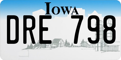 IA license plate DRE798