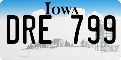 IA license plate DRE799