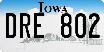 IA license plate DRE802